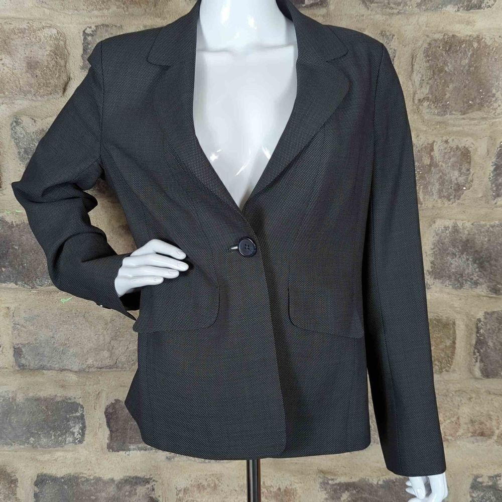Classiques Entier Atelier Womens 10 Virgin Wool Blazer Charcoal Grey One Button